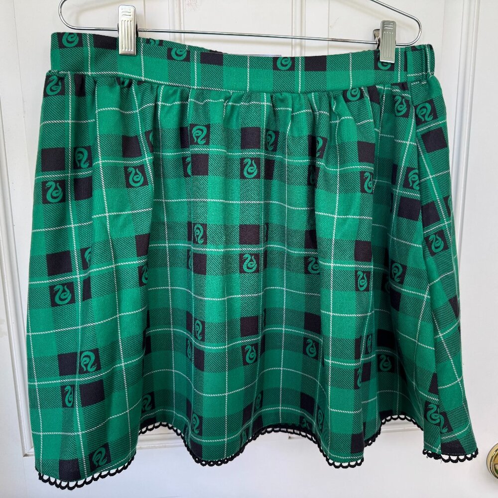 Harry Potter Slytherin Preppy Style Skater Skirt w/ Lace Trim